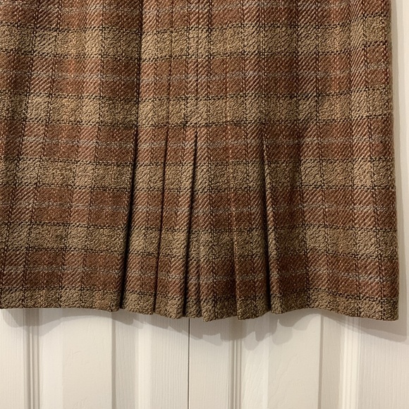 Salvador’s Ferragamo Vintage Wool Tweed Pencil Skirt Brown Tan Black Size 40 US4 - Picture 4 of 16